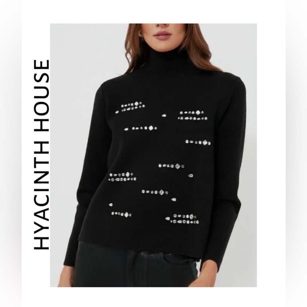 Tuckernuck Hyacinth House Women’s Black Greta Embellished Jeweled Sweater Small